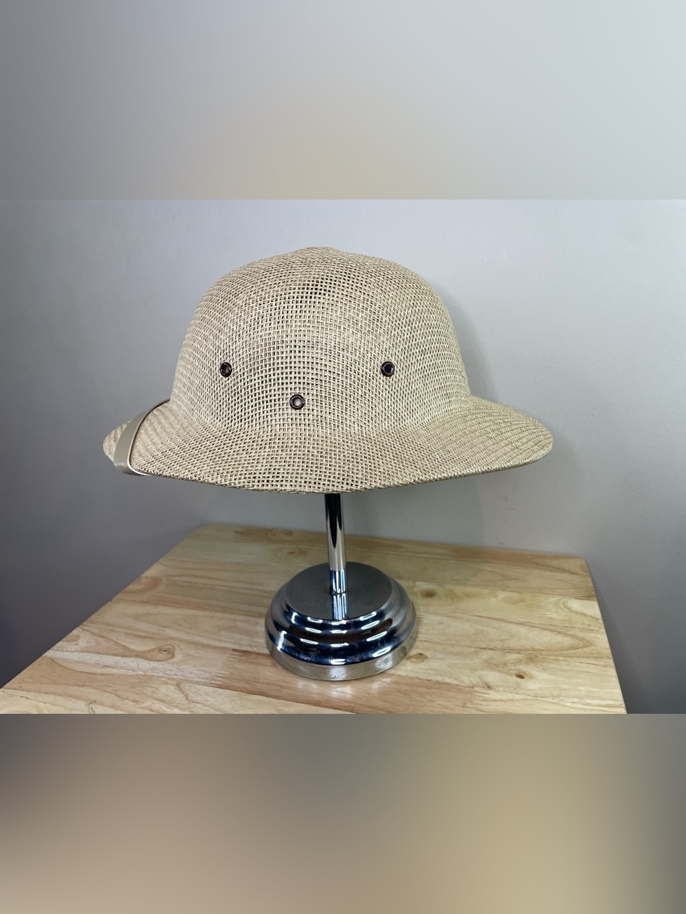 Vintage Sun Fari Safari Pith Helmet Straw Ventilated Adjustable Safari Hat